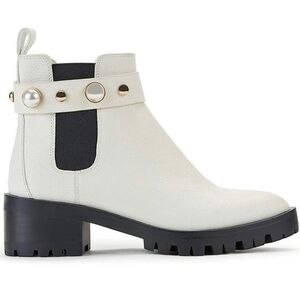 Karl Lagerfeld Paris Pola leather faux pearl studded Chelsea ankle boots sz 11